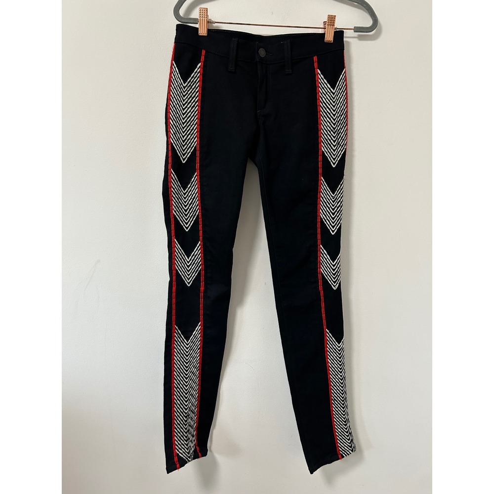 Rag Bone Women Black Embroidered Skinny Jeans Size 25 Raja Midnight‎